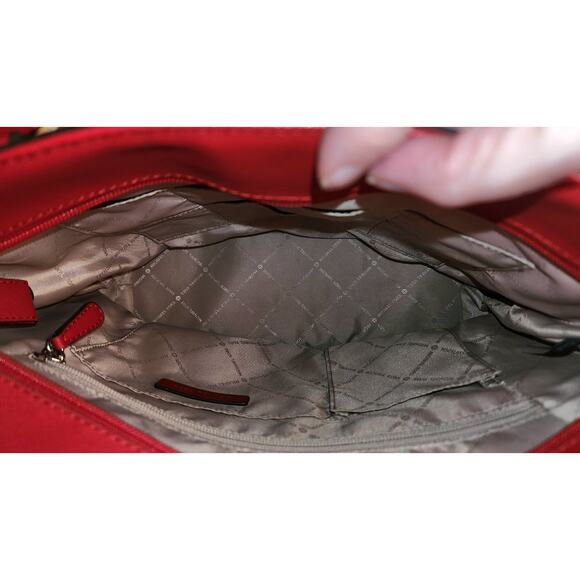 Michael Kors Small Top Nylon & Saffiano Leather Zip Tote, color Crimson Red. - Picture 3 of 9